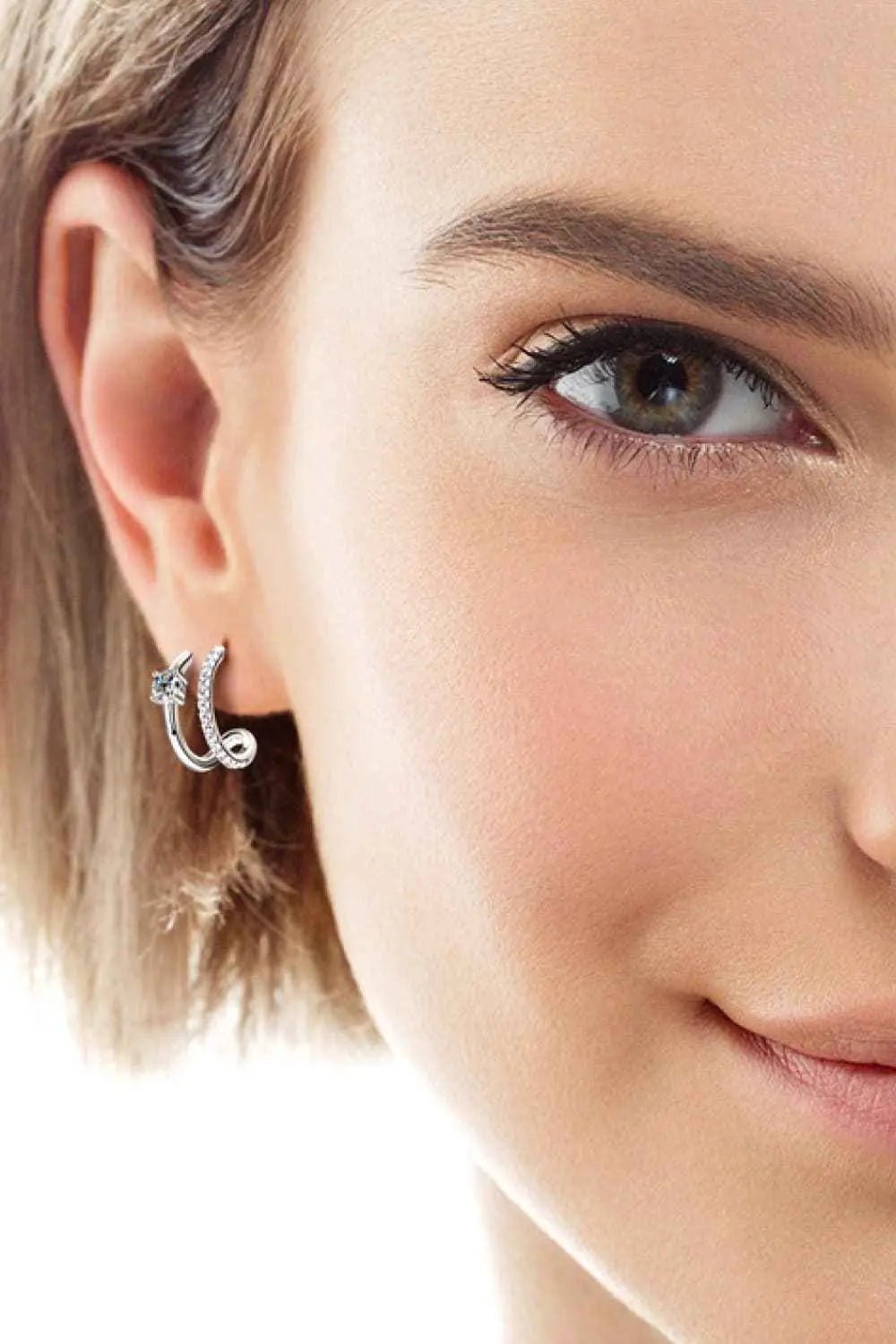 Moissanite 925 Sterling Silver C - Hoop Earrings - SmileBen