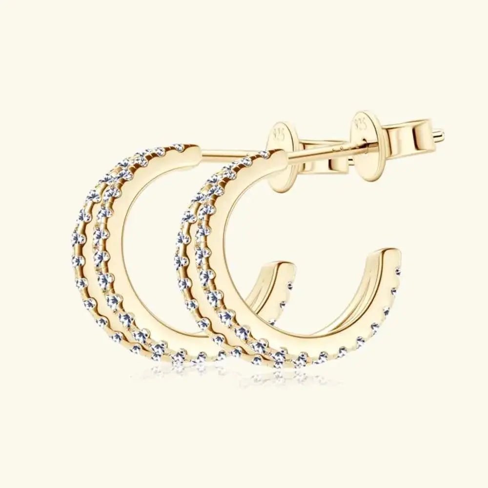 Moissanite 925 Sterling Silver C - Hoop Earrings - SmileBen