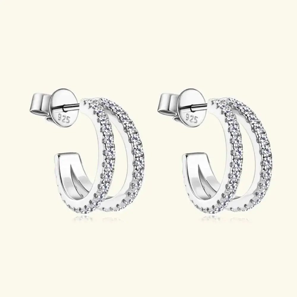 Moissanite 925 Sterling Silver C - Hoop Earrings - SmileBen