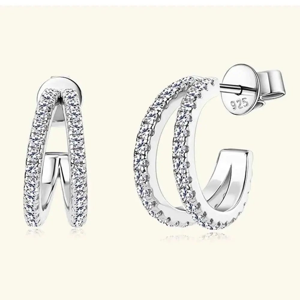 Moissanite 925 Sterling Silver C - Hoop Earrings - SmileBen