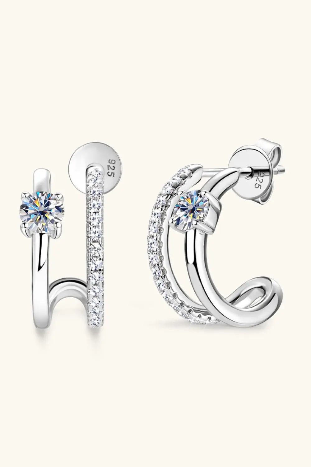 Moissanite 925 Sterling Silver C - Hoop Earrings - SmileBen
