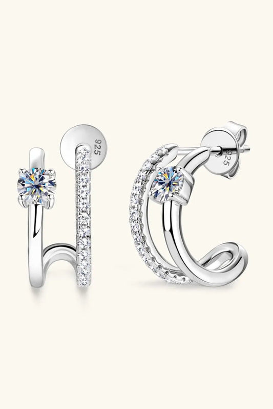 Moissanite 925 Sterling Silver C - Hoop Earrings - SmileBen