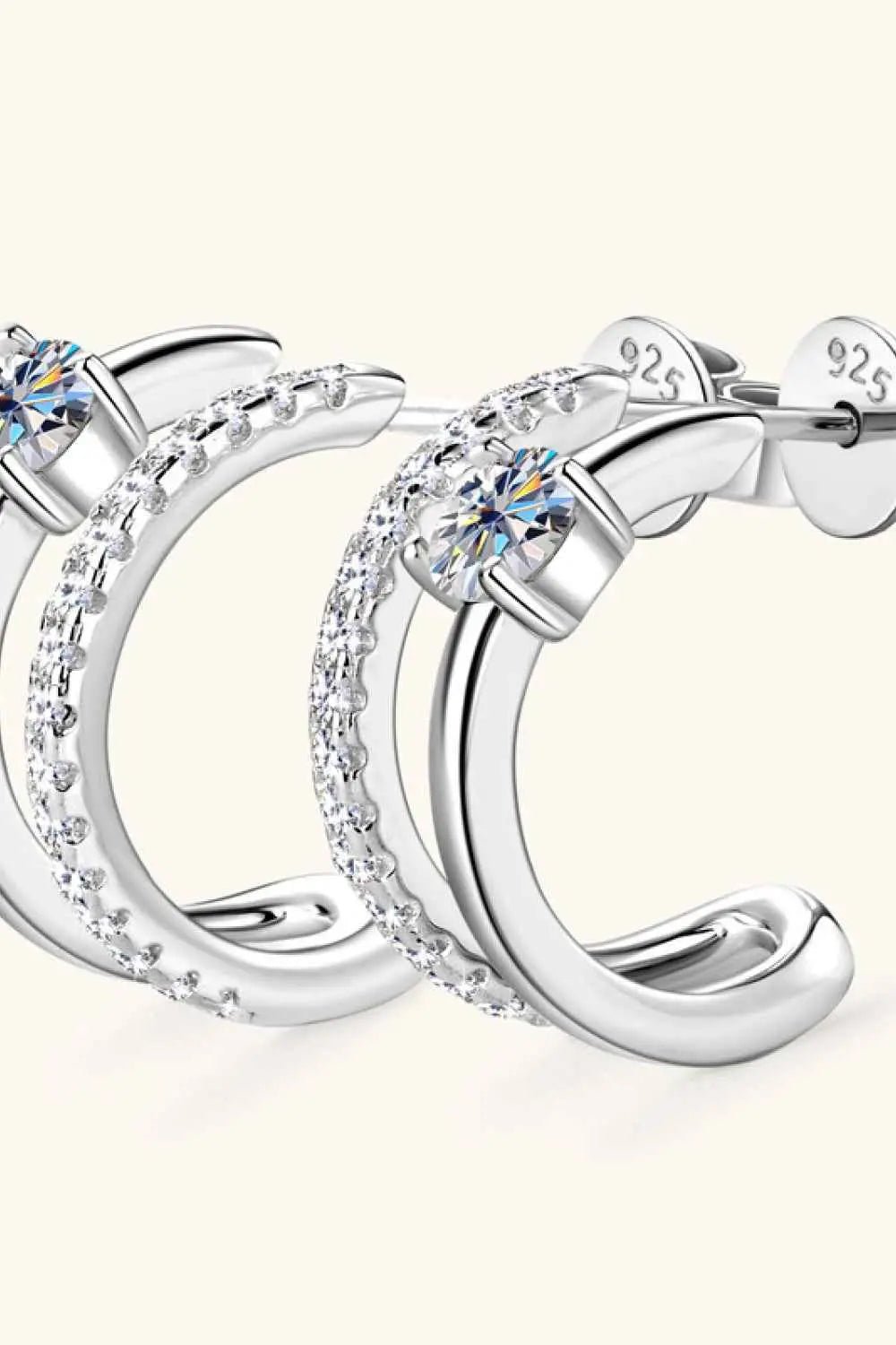 Moissanite 925 Sterling Silver C - Hoop Earrings - SmileBen
