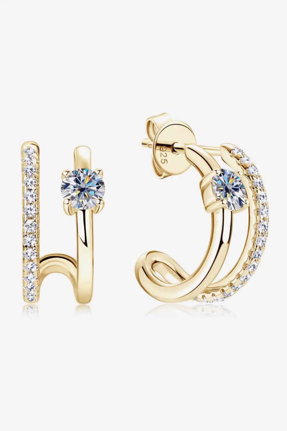 Moissanite 925 Sterling Silver C - Hoop Earrings - SmileBen