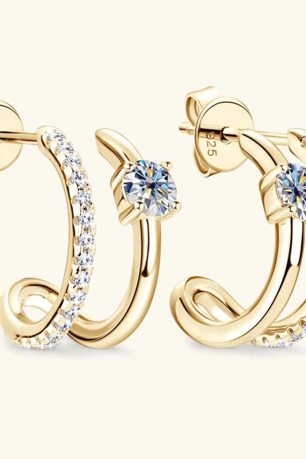 Moissanite 925 Sterling Silver C - Hoop Earrings - SmileBen