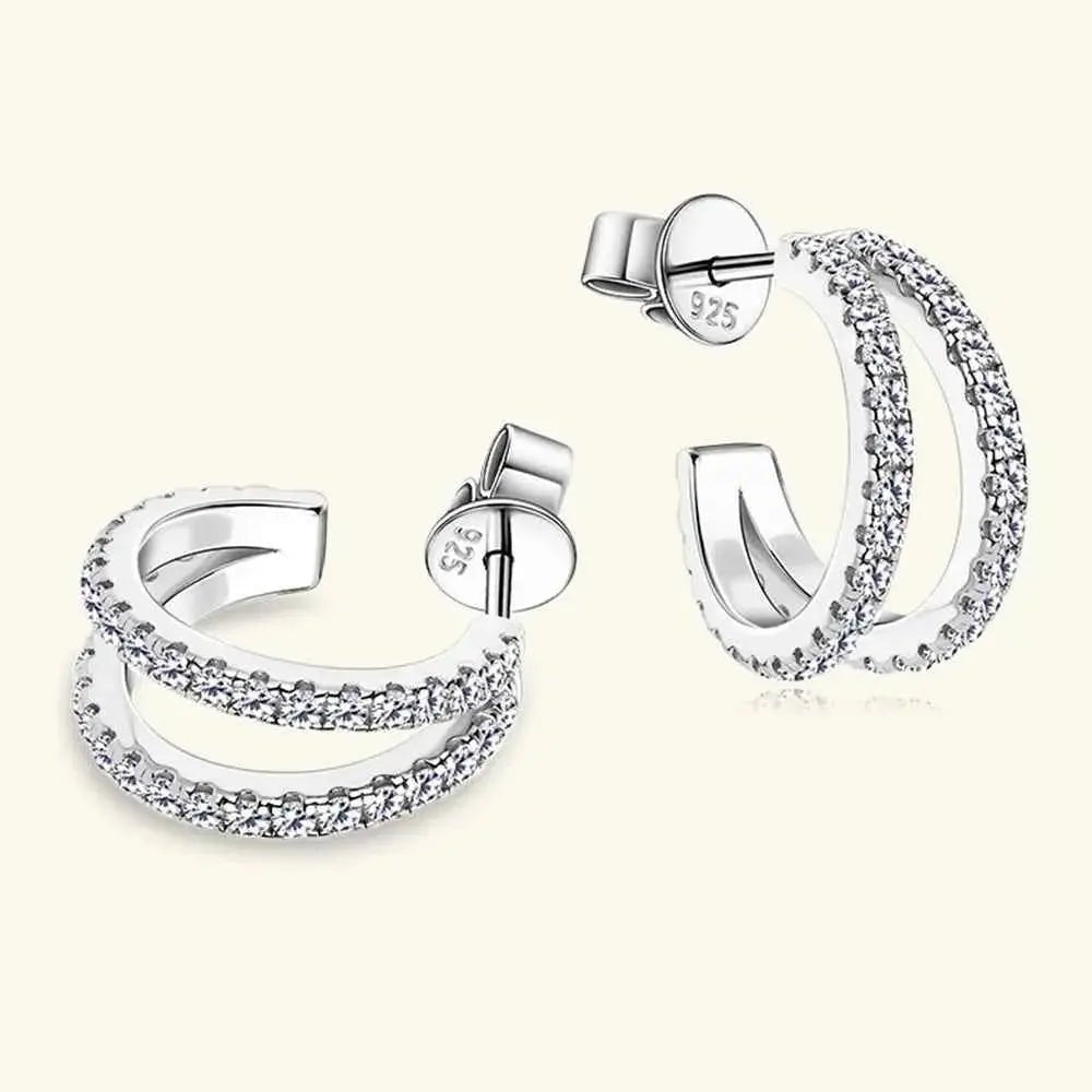 Moissanite 925 Sterling Silver C - Hoop Earrings - SmileBen