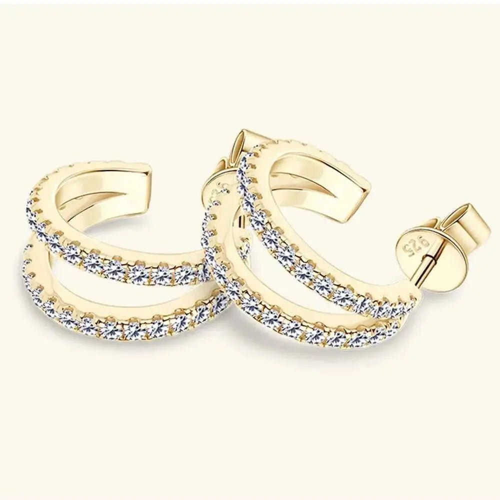 Moissanite 925 Sterling Silver C - Hoop Earrings - SmileBen
