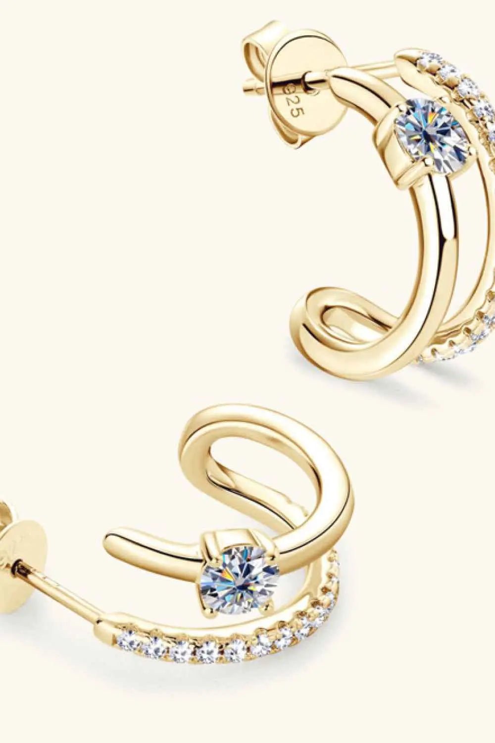Moissanite 925 Sterling Silver C - Hoop Earrings - SmileBen
