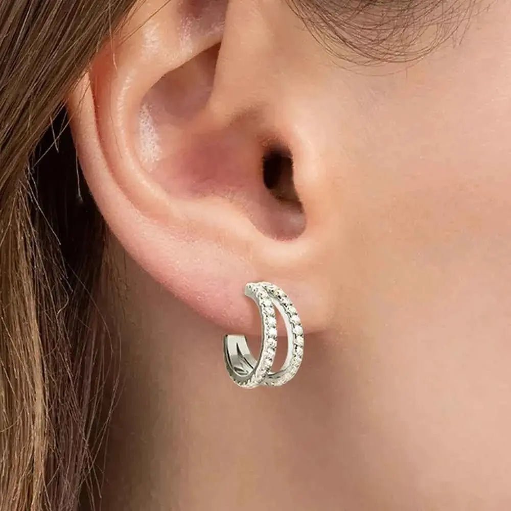 Moissanite 925 Sterling Silver C - Hoop Earrings - SmileBen