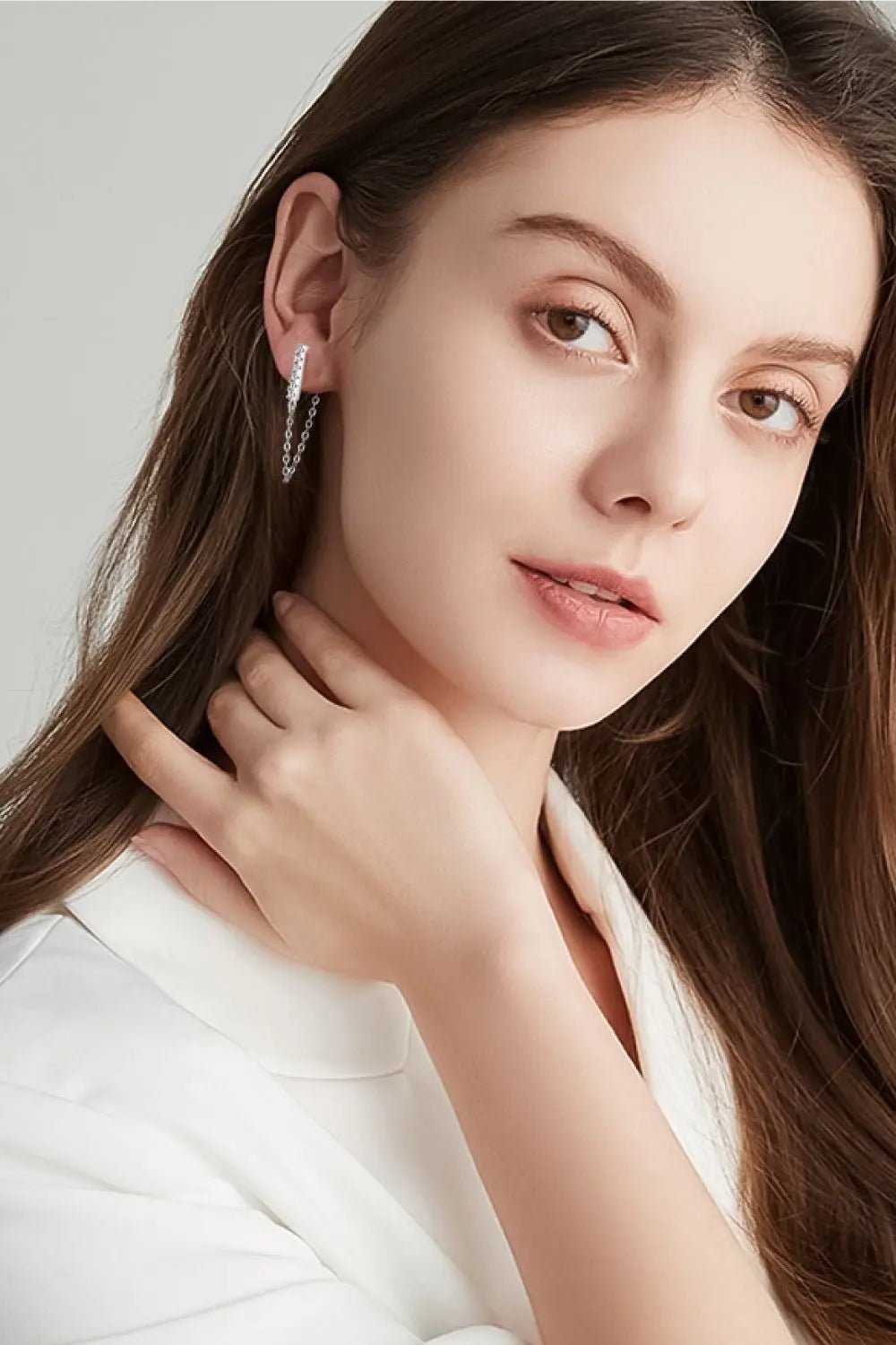 Moissanite 925 Sterling Silver Connected Earrings - SmileBen