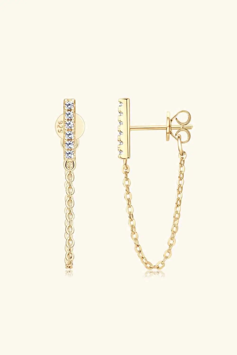 Moissanite 925 Sterling Silver Connected Earrings - SmileBen