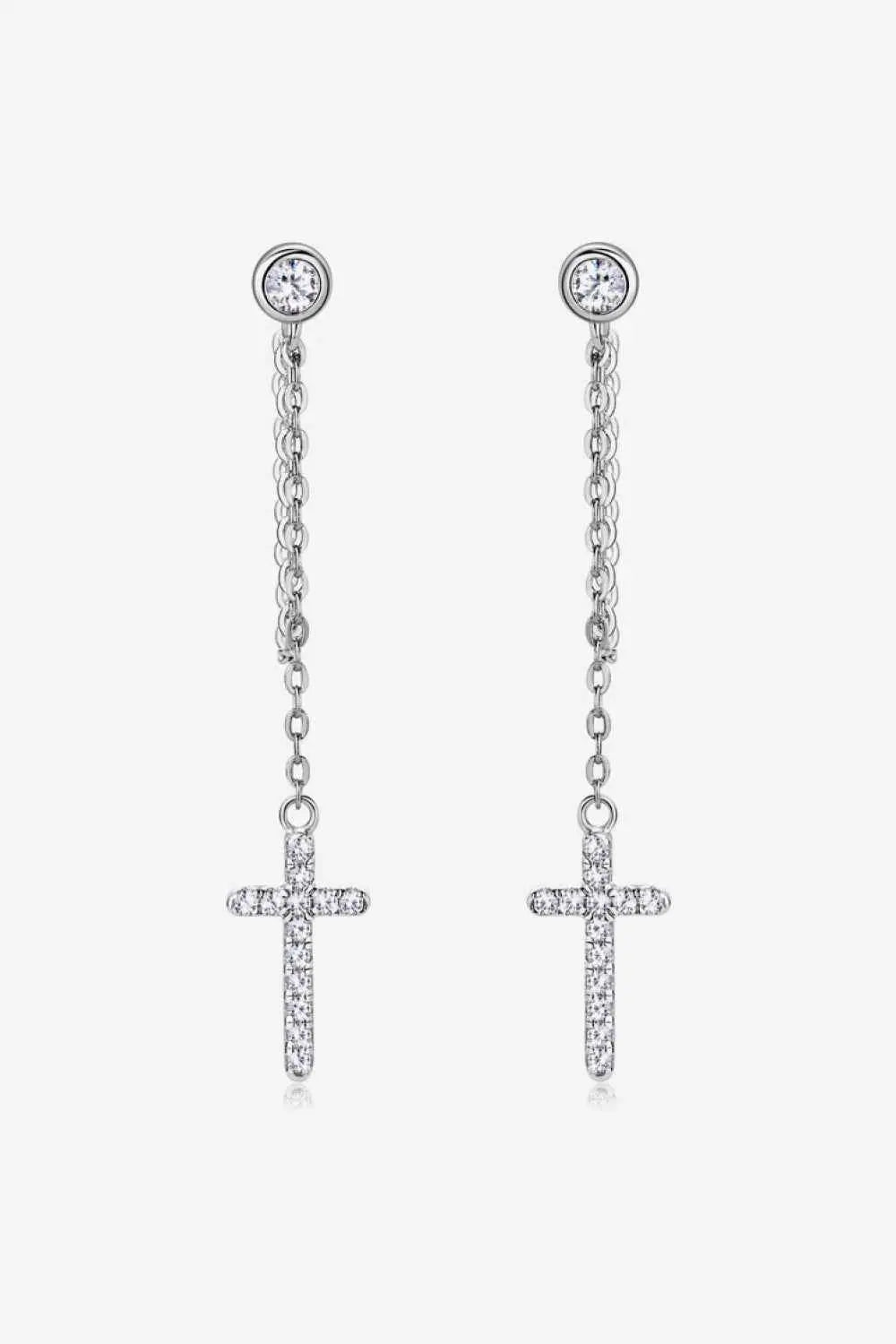 Moissanite 925 Sterling Silver Cross Earrings - SmileBen