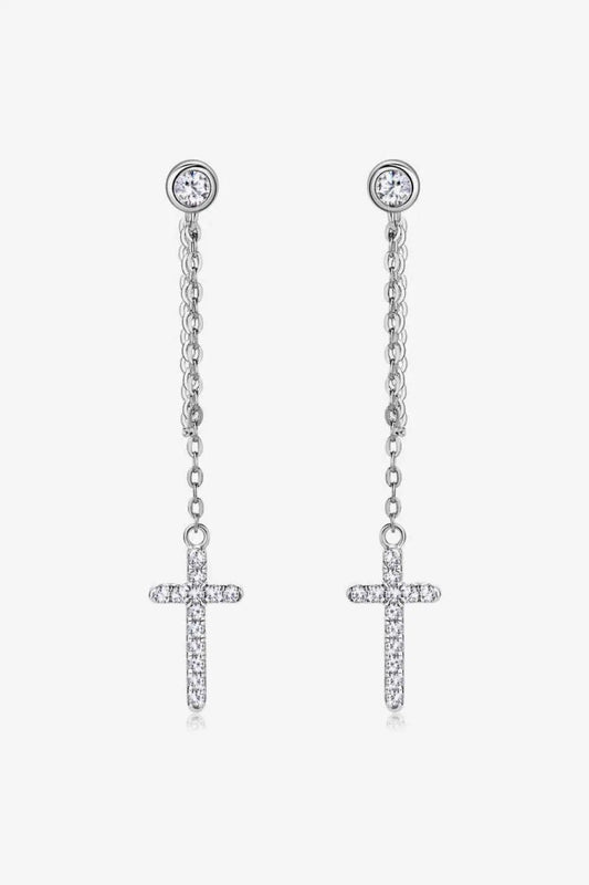 Moissanite 925 Sterling Silver Cross Earrings - SmileBen