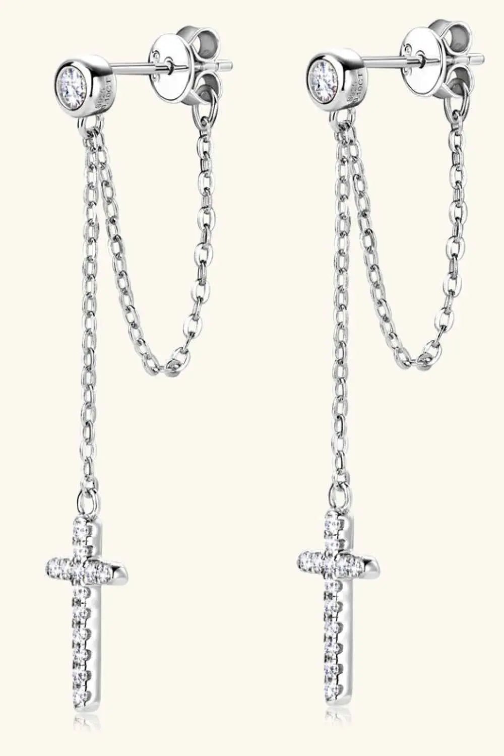 Moissanite 925 Sterling Silver Cross Earrings - SmileBen