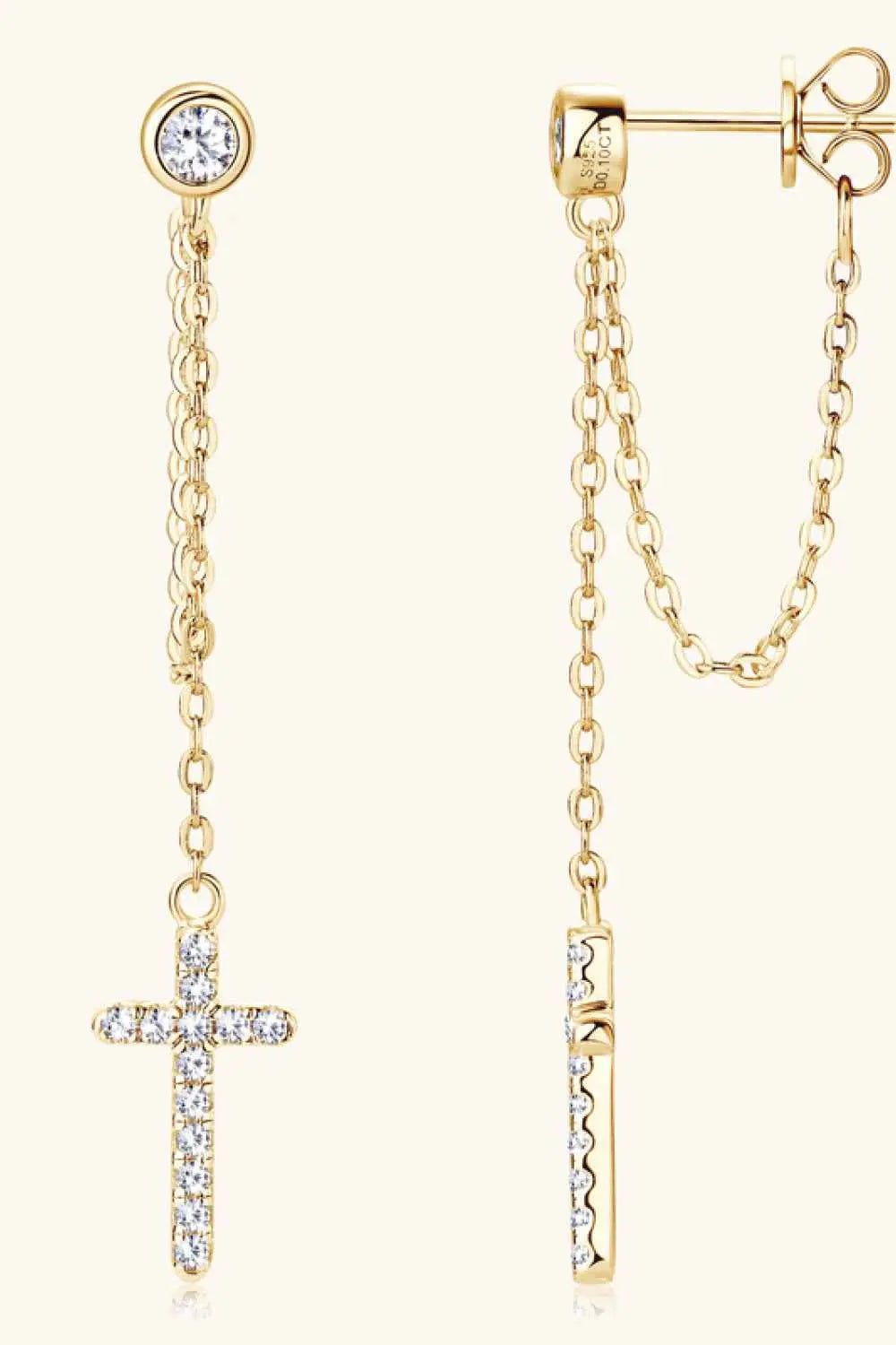 Moissanite 925 Sterling Silver Cross Earrings - SmileBen