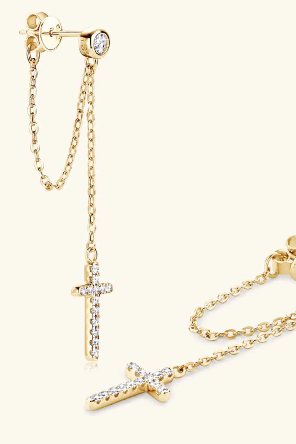 Moissanite 925 Sterling Silver Cross Earrings - SmileBen
