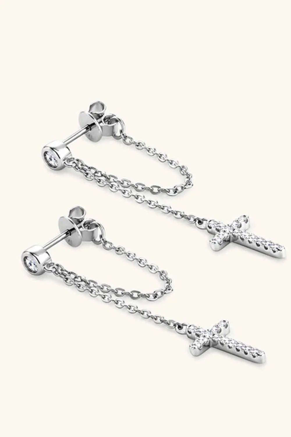 Moissanite 925 Sterling Silver Cross Earrings - SmileBen