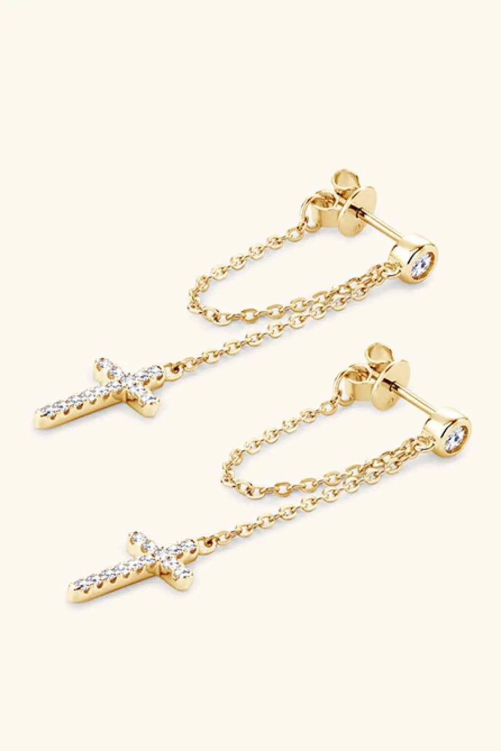 Moissanite 925 Sterling Silver Cross Earrings - SmileBen