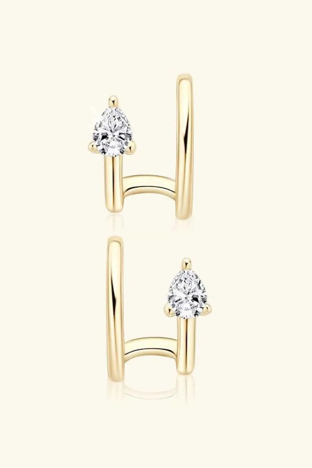 Moissanite 925 Sterling Silver Cuff Earrings - SmileBen