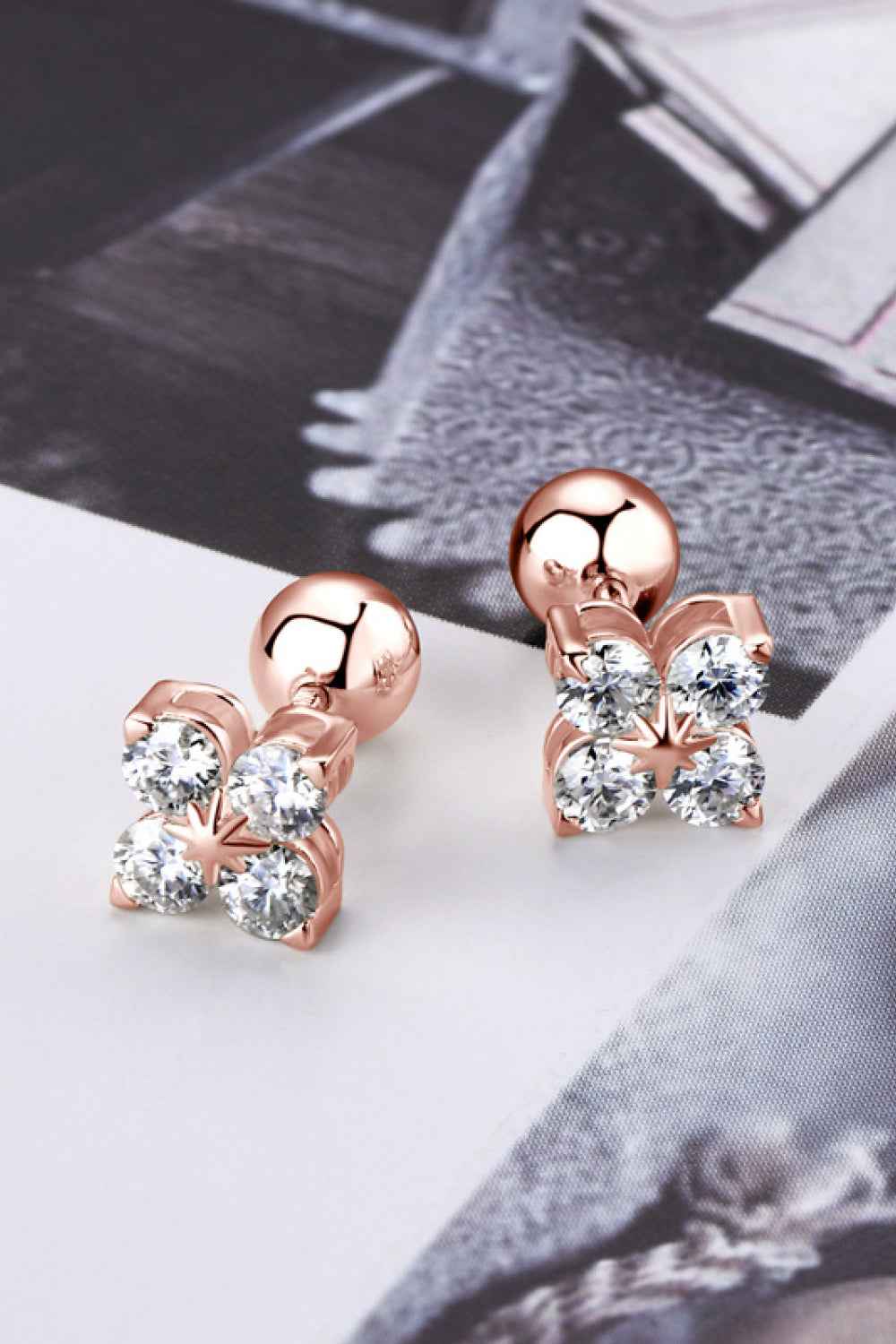 Moissanite 925 Sterling Silver Four - Leaf Clover Shape Earrings - SmileBen