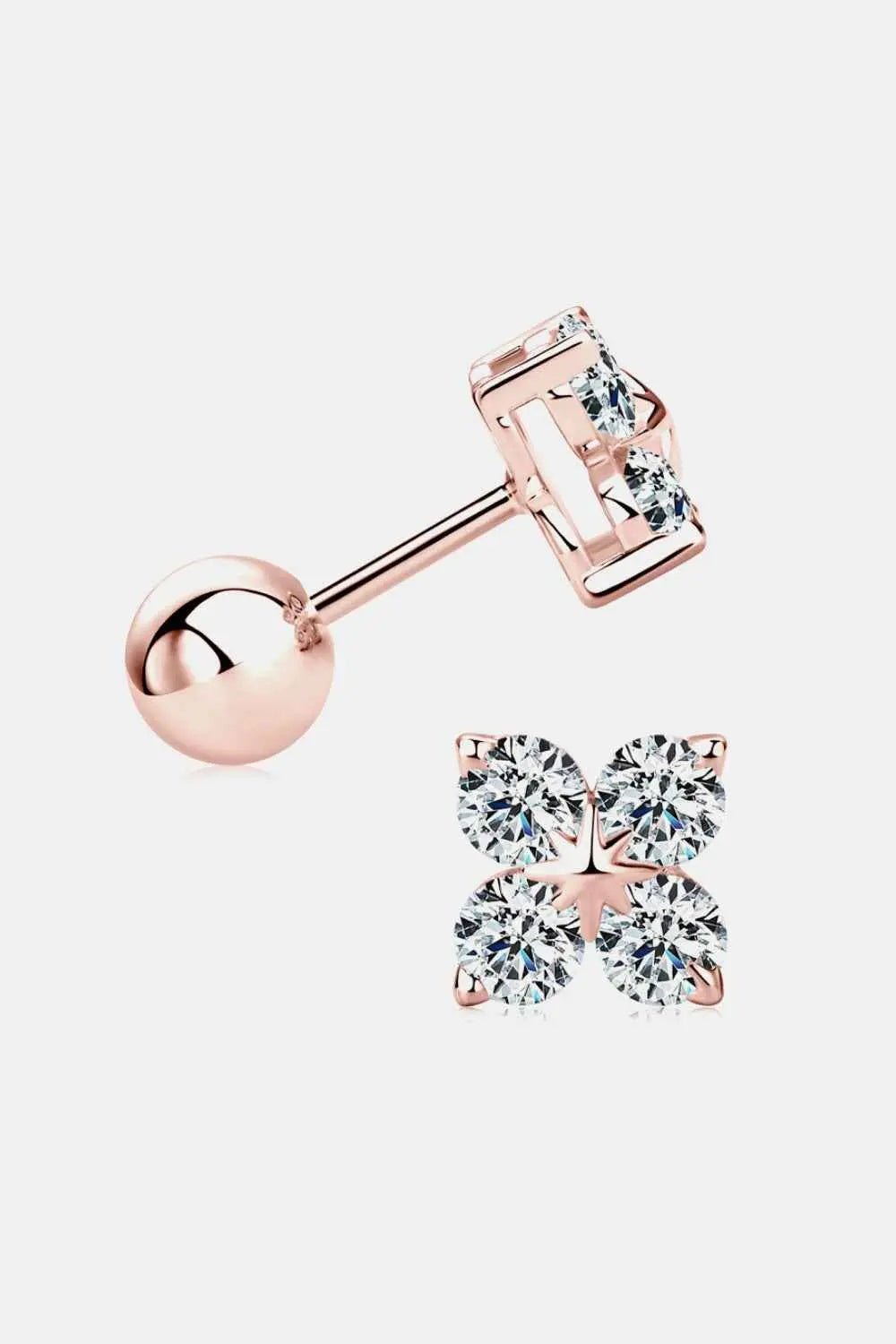 Moissanite 925 Sterling Silver Four - Leaf Clover Shape Earrings - SmileBen