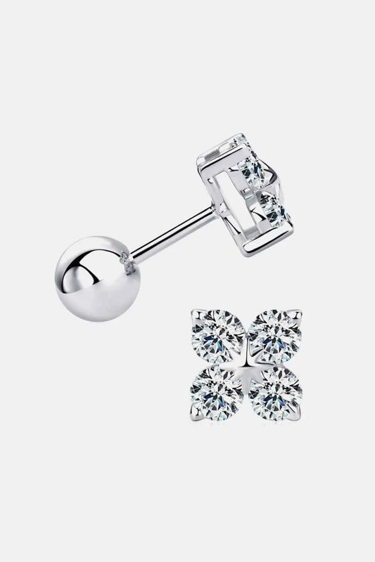 Moissanite 925 Sterling Silver Four - Leaf Clover Shape Earrings - SmileBen