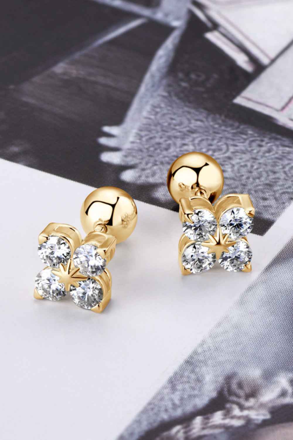 Moissanite 925 Sterling Silver Four - Leaf Clover Shape Earrings - SmileBen