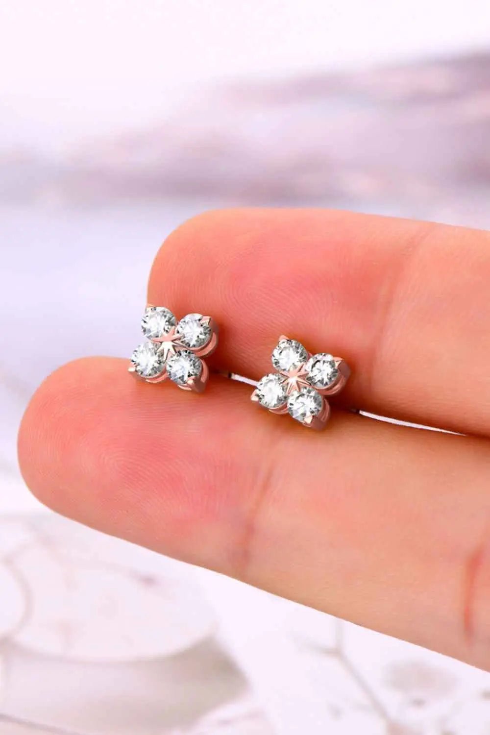 Moissanite 925 Sterling Silver Four - Leaf Clover Shape Earrings - SmileBen