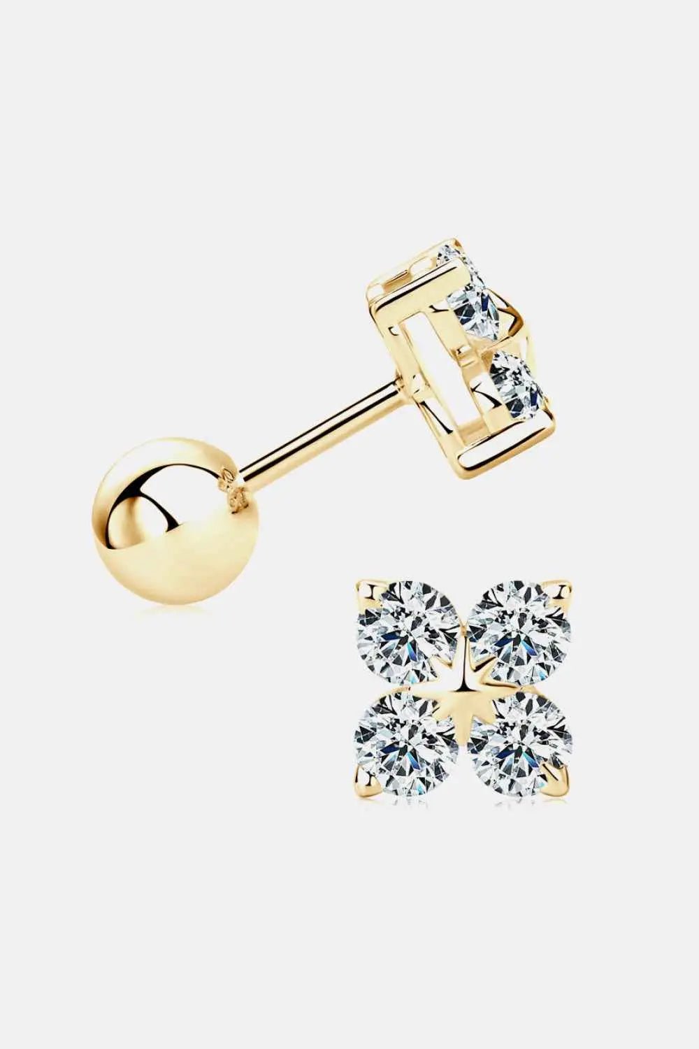 Moissanite 925 Sterling Silver Four - Leaf Clover Shape Earrings - SmileBen