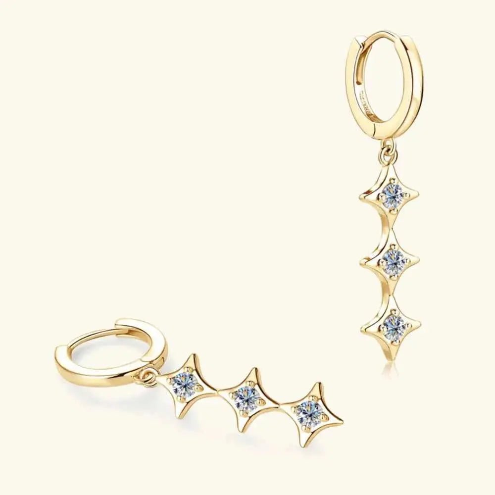 Moissanite 925 Sterling Silver Geometric Shape Earrings - SmileBen