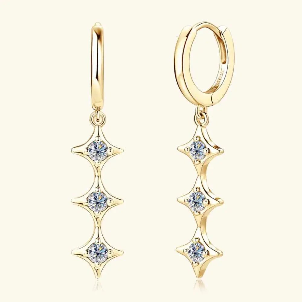Moissanite 925 Sterling Silver Geometric Shape Earrings - SmileBen