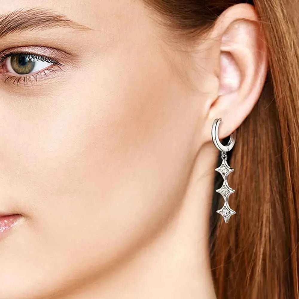 Moissanite 925 Sterling Silver Geometric Shape Earrings - SmileBen
