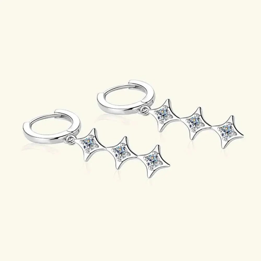 Moissanite 925 Sterling Silver Geometric Shape Earrings - SmileBen