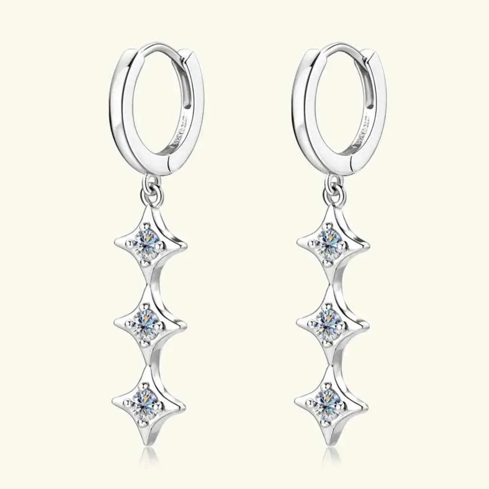 Moissanite 925 Sterling Silver Geometric Shape Earrings - SmileBen