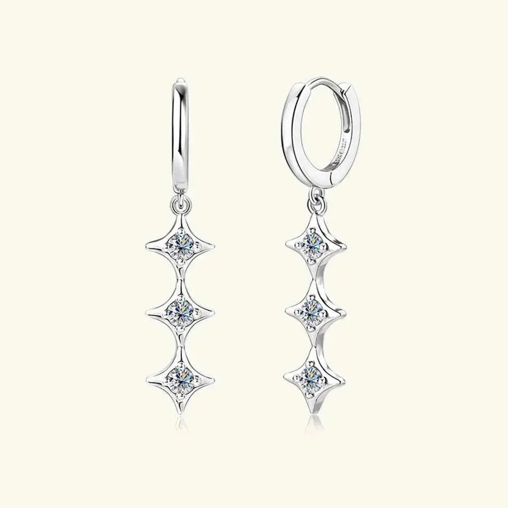 Moissanite 925 Sterling Silver Geometric Shape Earrings - SmileBen