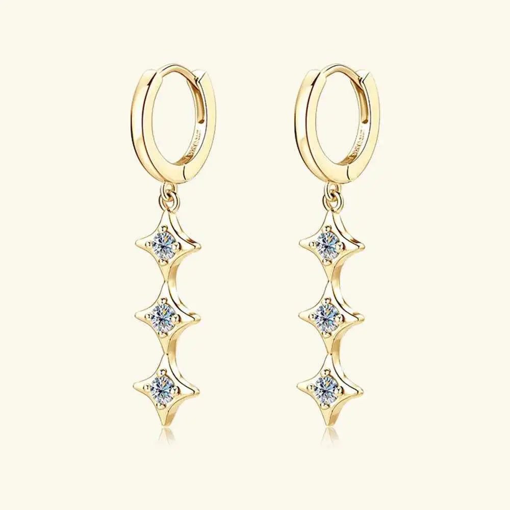 Moissanite 925 Sterling Silver Geometric Shape Earrings - SmileBen