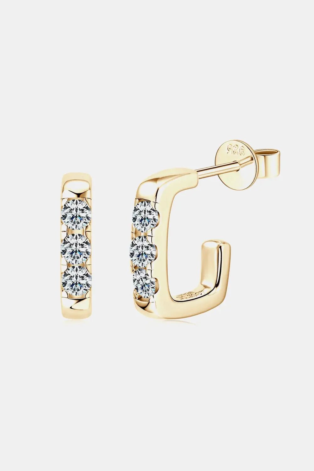 Moissanite 925 Sterling Silver Geometrical Huggie Earrings - SmileBen