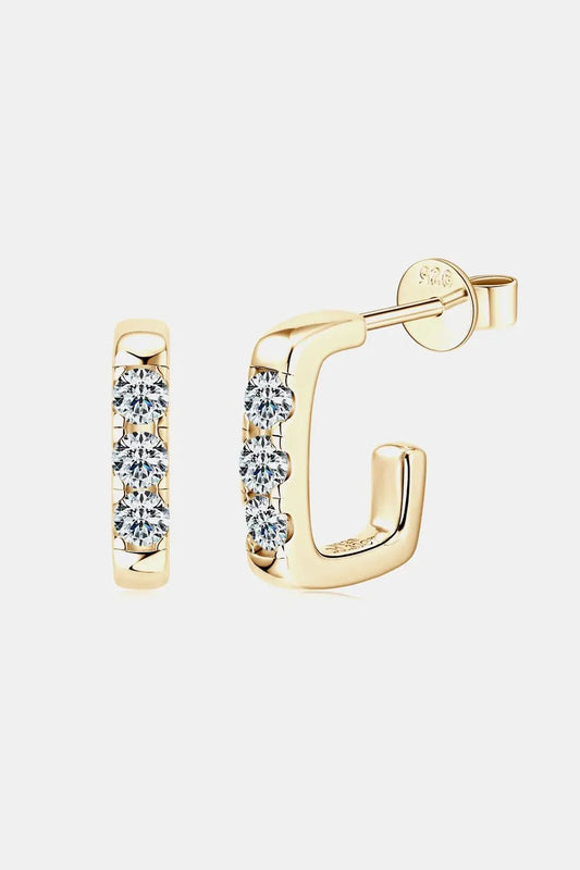 Moissanite 925 Sterling Silver Geometrical Huggie Earrings - SmileBen