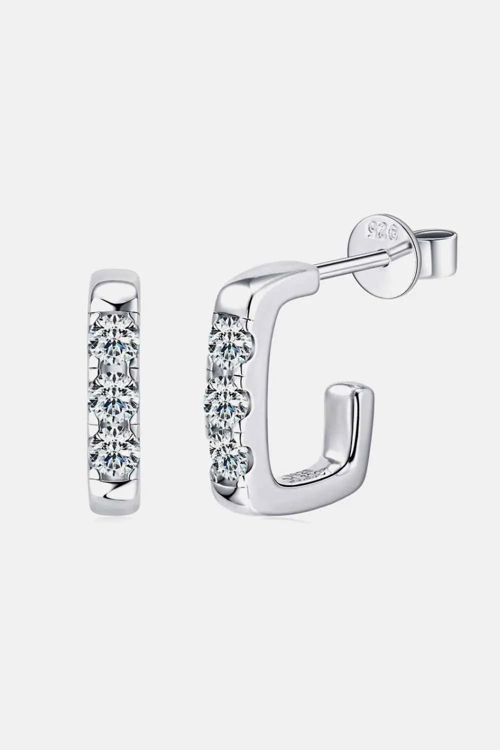 Moissanite 925 Sterling Silver Geometrical Huggie Earrings - SmileBen