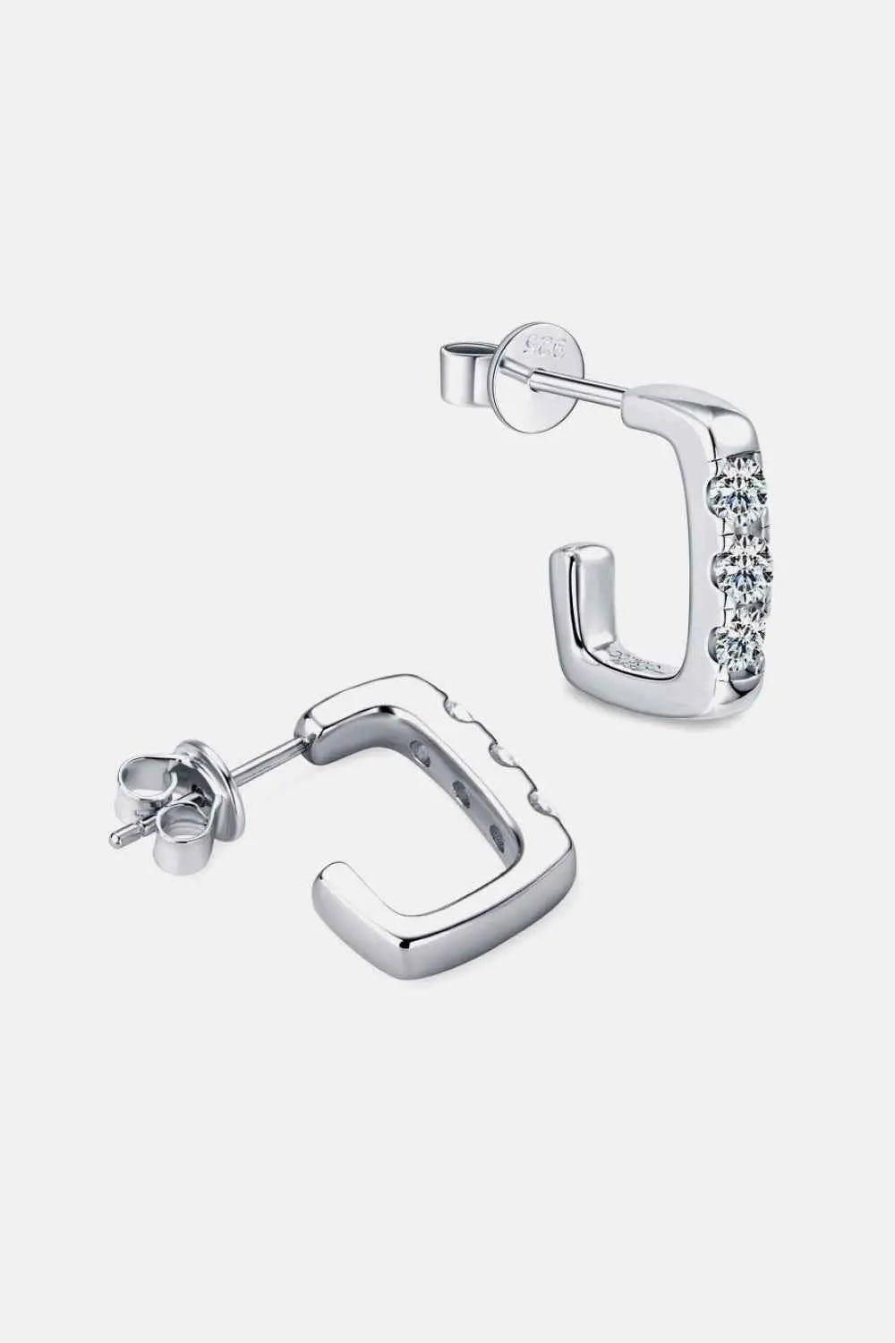 Moissanite 925 Sterling Silver Geometrical Huggie Earrings - SmileBen