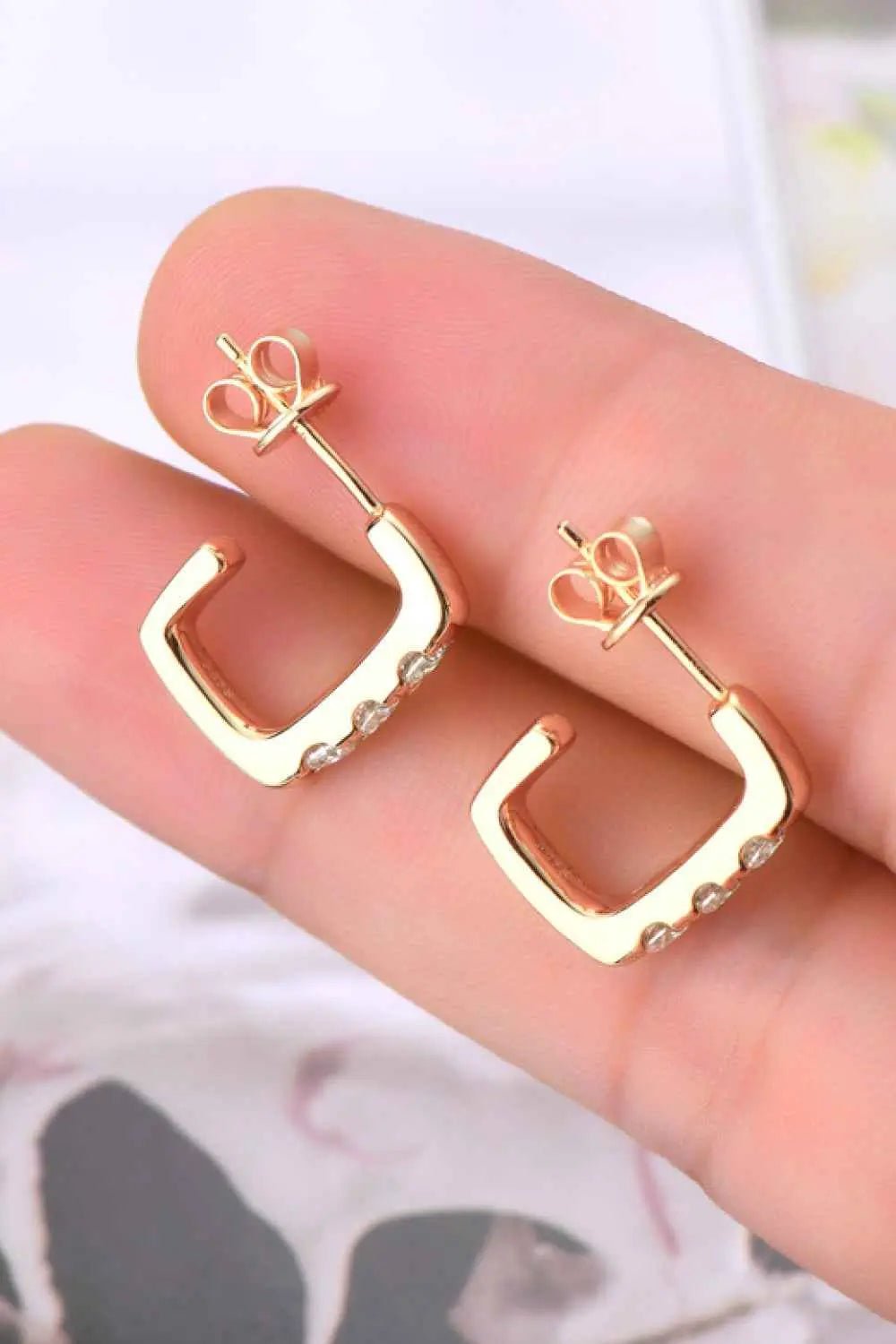 Moissanite 925 Sterling Silver Geometrical Huggie Earrings - SmileBen