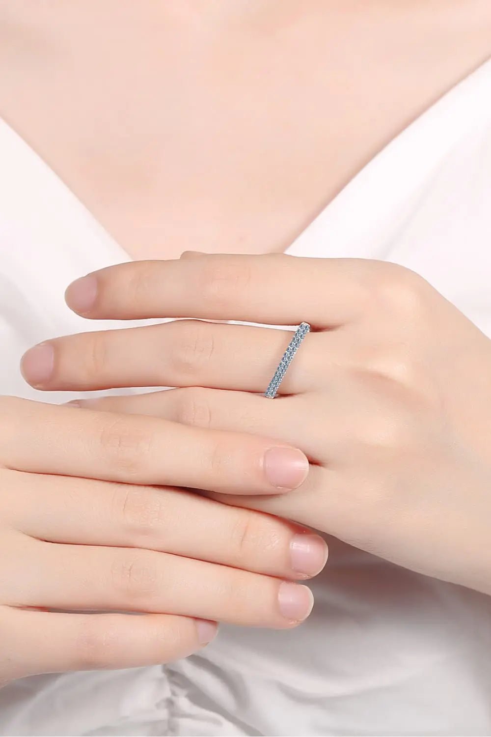 Moissanite 925 Sterling Silver Half - Eternity Ring - SmileBen