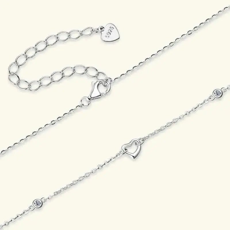 Moissanite 925 Sterling Silver Heart Necklace - SmileBen