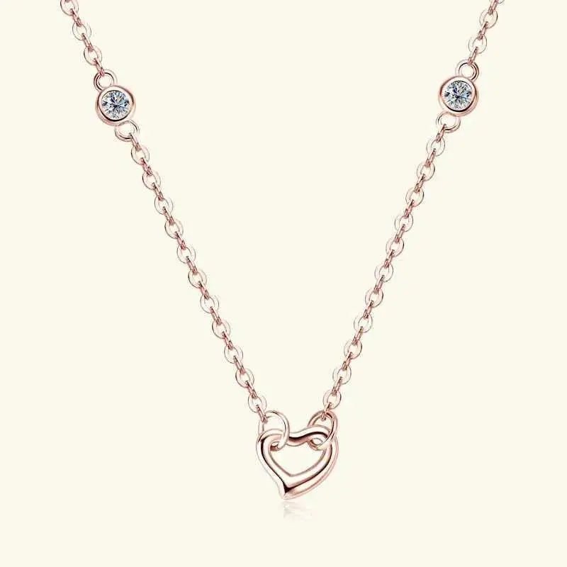 Moissanite 925 Sterling Silver Heart Necklace - SmileBen
