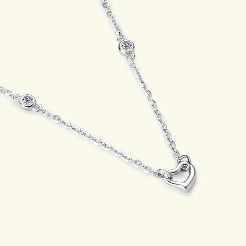 Moissanite 925 Sterling Silver Heart Necklace - SmileBen