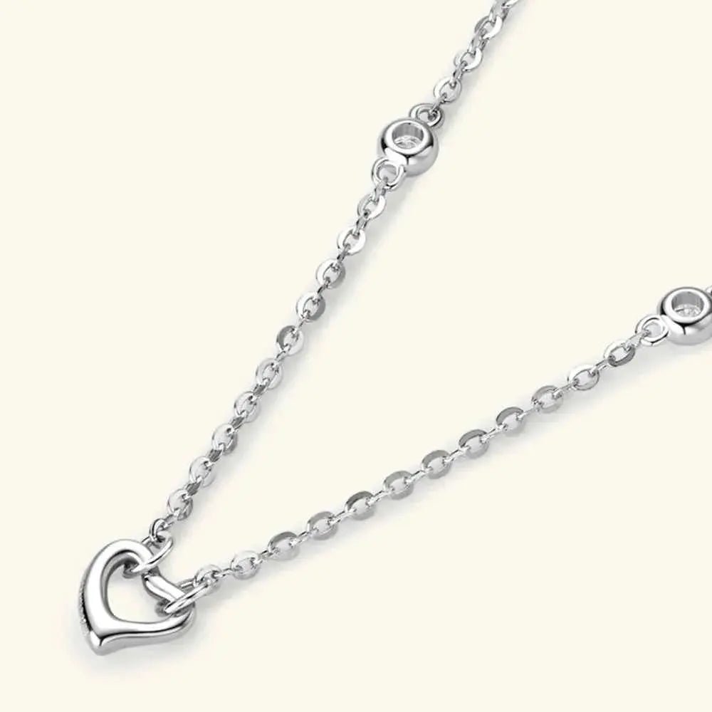 Moissanite 925 Sterling Silver Heart Necklace - SmileBen