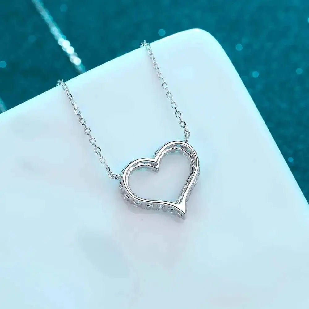 Moissanite 925 Sterling Silver Heart Shape Necklace - SmileBen