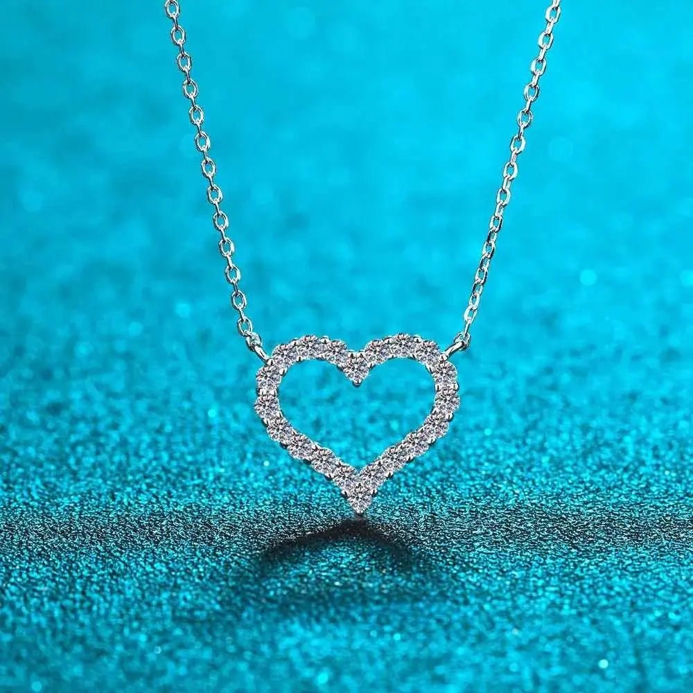 Moissanite 925 Sterling Silver Heart Shape Necklace - SmileBen