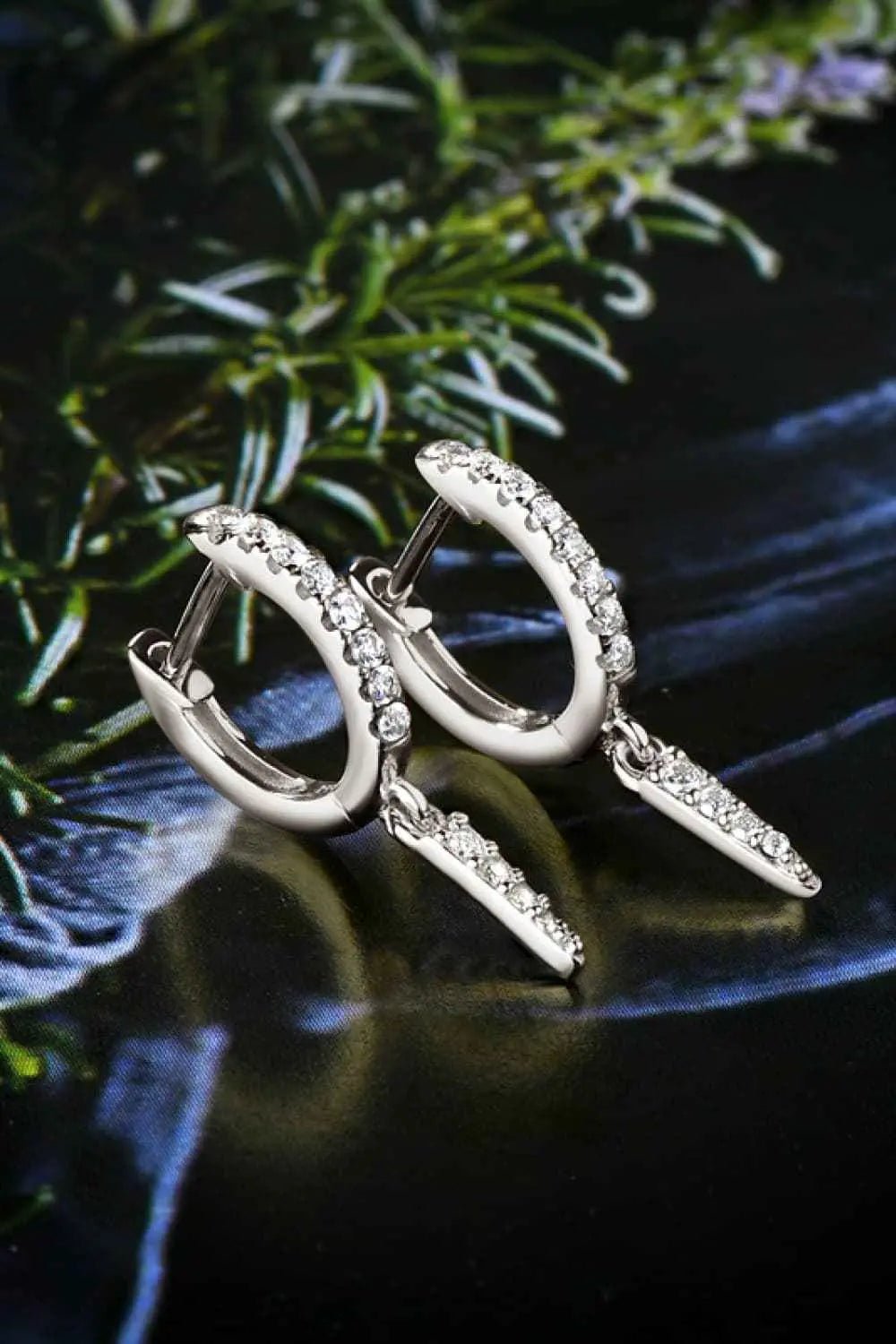 Moissanite 925 Sterling Silver Huggie Drop Earrings - SmileBen