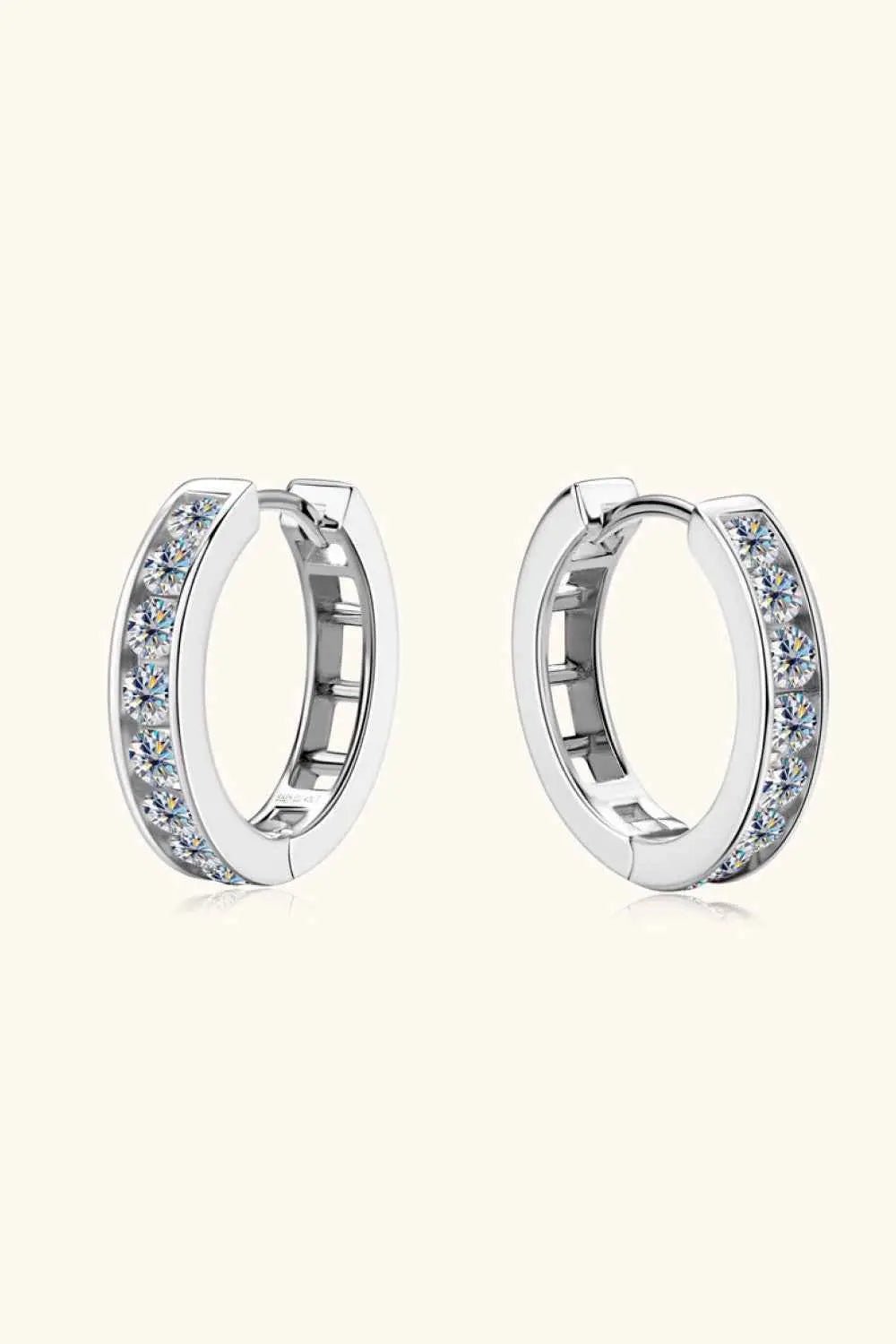 Moissanite 925 Sterling Silver Huggie Earrings - SmileBen